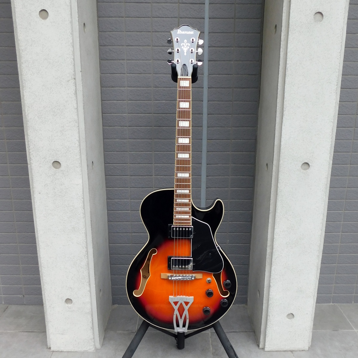 中古　Ibanez アイバニーズ AG75 BS　フルアコ　ギグバック付き